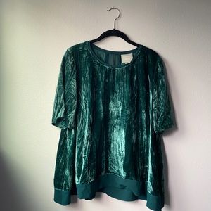Green Velvet Anthropologie Top